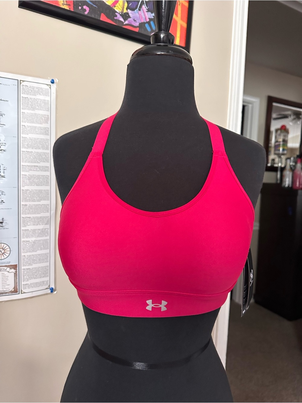 Under Armour dark vivid pink Medium-Impact/Support Racerback Sports Bra